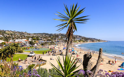 The beach area in Laguna Beach