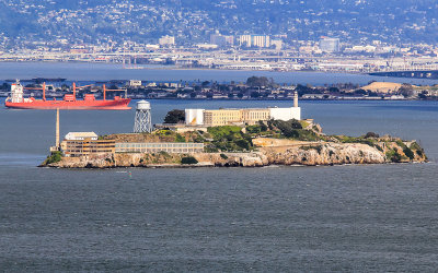 Alcatraz from the Golden Gate Bridge in Golden Gate National Recreation Area