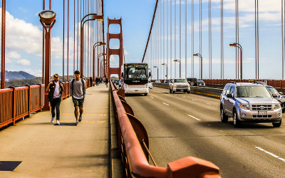 The Golden Gate Bridge from the walkway in Golden Gate National Recreation Area