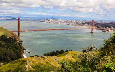The Golden Gate Bridge from the Marin Headlands in Golden Gate National Recreation Area