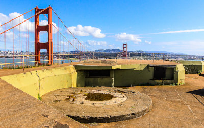 Battery Spencer with the Golden Gate Bridge in the background in Golden Gate National Recreation Area