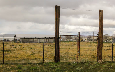 Main Gate and a remaining barrack at the Tule Lake Segregation Center 
