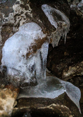 Ice formations in Heppe Ice Cave in Lava Beds National Monument