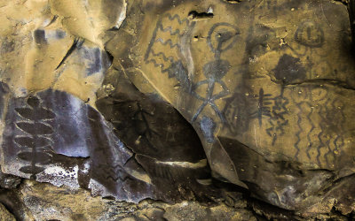 Petroglyphs at Symbol Bridge Cave in Lava Beds National Monument
