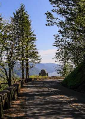 Crown Point Vista House from Historic US Highway 30 along the Columbia River Gorge