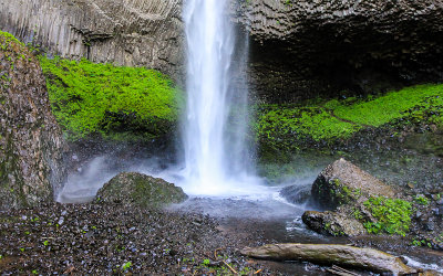 Close up of the base of Latourell Falls along the Columbia River Gorge