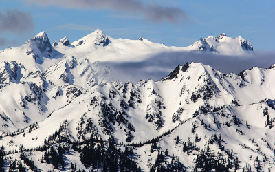 Mount Olympus (back right; 7,980 ft) and Blue Glacier along Hurricane Ridge in Olympic National Park