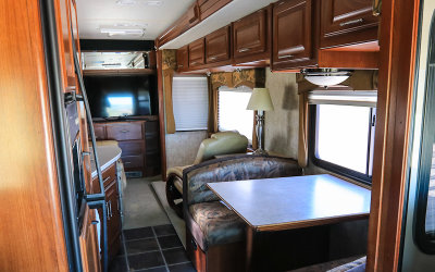 Interior with opposing slides pulled in and ready for travel