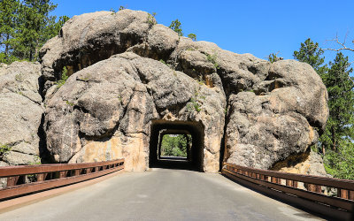 View through the CC Gigeon Tunnel along the Iron Mountain Road in Custer State Park