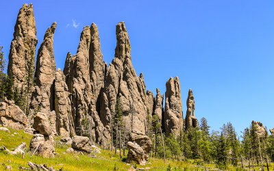 Formations including the Needles Eye along the Cathedral Spires Trail in Custer State Park 