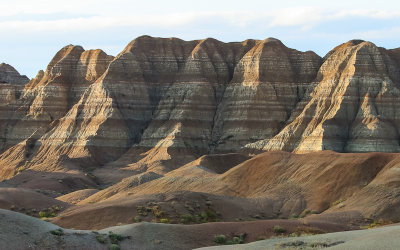 Late afternoon sunlight on the hills in Badlands National Park