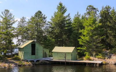 Historic Harry Oveson Fish Camp on the shores of Rainy Lake near Cranberry Bay in Voyageurs National Park