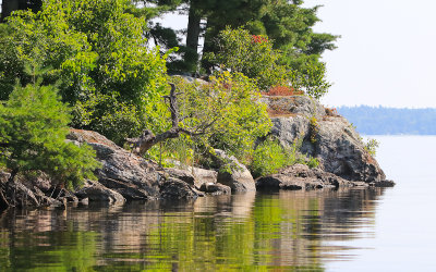 Rugged bedrock shoreline in Voyageurs National Park