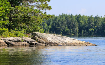 Bedrock outcropping on an island in Kabetogama Lake in Voyageurs National Park