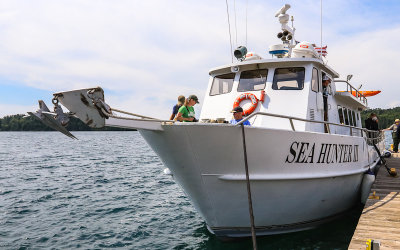 Sea Hunter II transport docked at Windigo in Isle Royale National Park