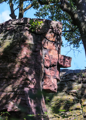 Old Stone Face on the side of Leaping Rock in Pipestone National Monument
