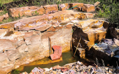 Active Pipestone quarry along the Quarry Trail in Pipestone National Monument