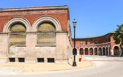 The Market Hall (left) and Colonnade Apartments and Townhouses in Pullman National Monument