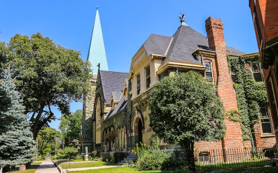 Wing of the Greenstone Church in Pullman National Monument