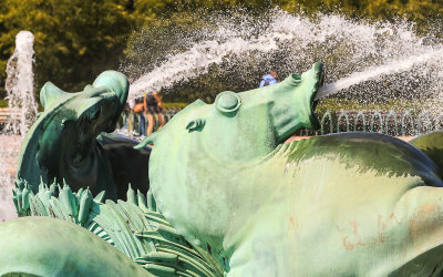 Detail of horses in Buckingham Fountain in Chicago