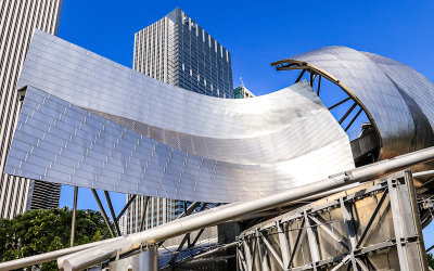 Architecture of Jay Pritzker Pavilion in Millennium Park in Chicago