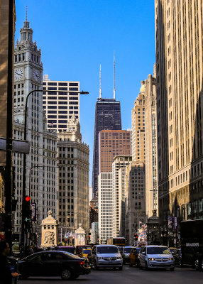360 Chicago (formerly the John Hancock building) from Michigan Avenue in Chicago
