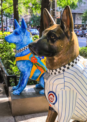 German Shepard statues on Michigan Avenue in Chicago