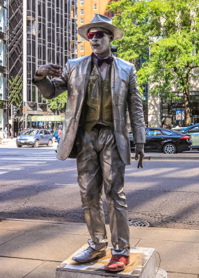 Human statue performs on Michigan Avenue in Chicago