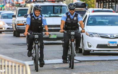 Chicago Police bicycle patrol outside of Wrigley Field