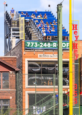 Beyond the Ivy rooftop viewing establishment behind the left field foul pole at Wrigley Field
