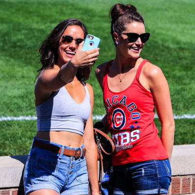 Cub fans take a selfie at Wrigley Field
