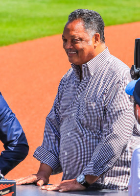 Civil Rights activist, the Reverend Jesse Jackson at Wrigley Field