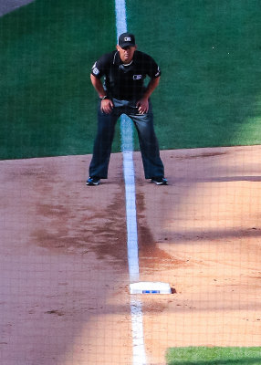 Third base umpire in position at Wrigley Field