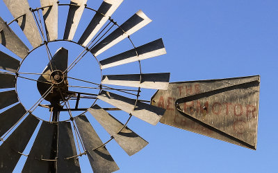 Windmill close-up at the Bone Cabin along the Fossil Hill Trail in Agate Fossil Beds National Monument