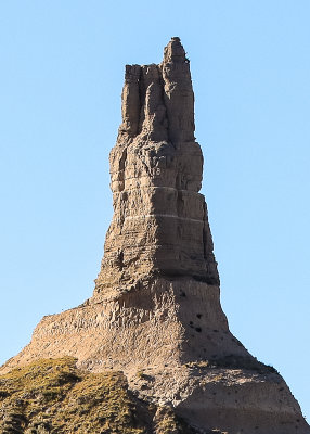 Close-up of the peak of Chimney Rock in Chimney Rock National Historic Site