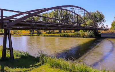Triple-span (400 feet) Army Iron Bridge (1876) in Ft Laramie National Historic Site
