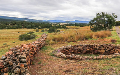 Mission compound wall and Kiva in Pecos National Historical Park