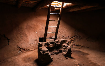 The inside of a covered Kiva in Pecos National Historical Park