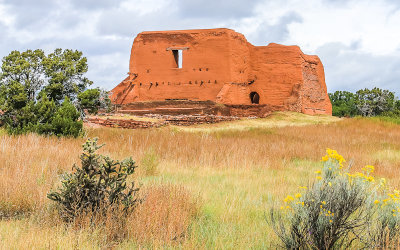 Pecos church ruins across the prairie in Pecos National Historical Park