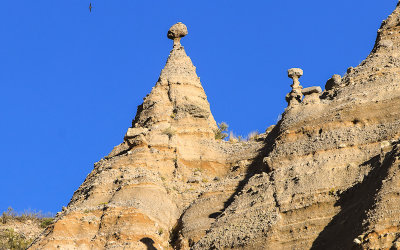 Cap rocks protecting the soil below them in Kasha-Katuwe Tent Rocks National Monument