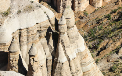 Close-up of tent rock formations in the canyon below in Kasha-Katuwe Tent Rocks National Monument