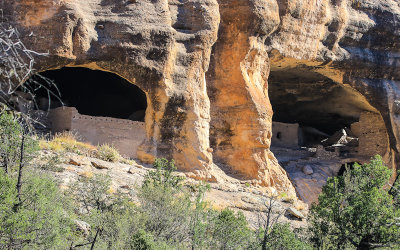 Caves Three and Four with multiple structures in Gila Cliff Dwellings National Monument