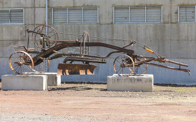 The Adams Leaning Wheel Grader on display near Tulelake California 