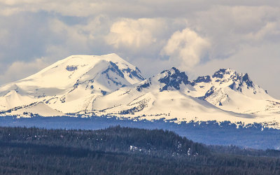 South Sister and Broken Top mountains as seen from Newberry National Volcanic Monument in Oregon