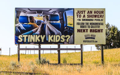 Compelling argument on a billboard near Devils Tower National Monument in Wyoming