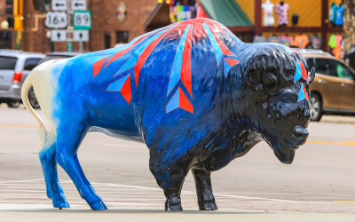 Decorated Bison on the main street in Custer South Dakota