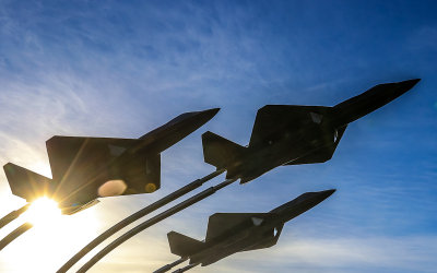 Aircraft statue in front of the Pima Air & Space Museum