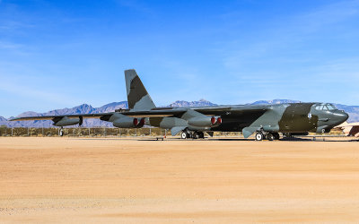 Boeing B-52G Stratofortress Bomber (1959-1994) and the Catalina Mountains at the Pima Air & Space Museum