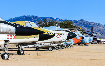 Aircraft with the Rincon Mountains in the distance at the Pima Air & Space Museum