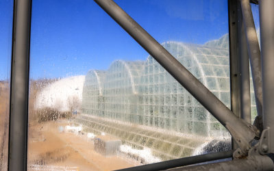 Condensation on the glass in the Ocean building at Biosphere2